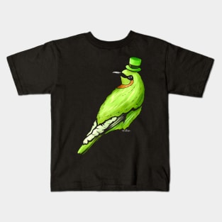 Green Bird With Green Hat For St. Patricks Day Kids T-Shirt